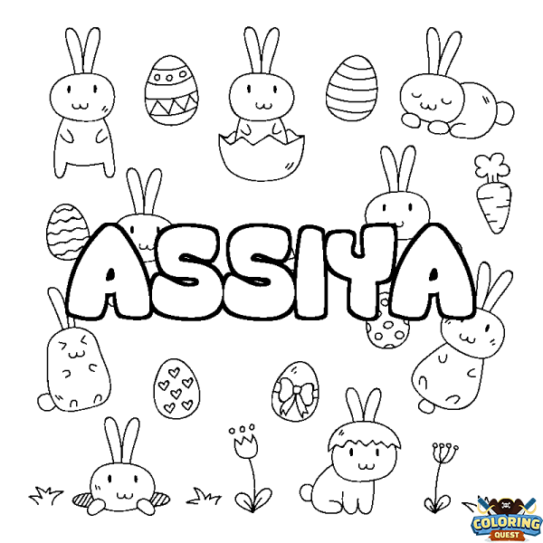 Coloring page first name ASSIYA - Easter background