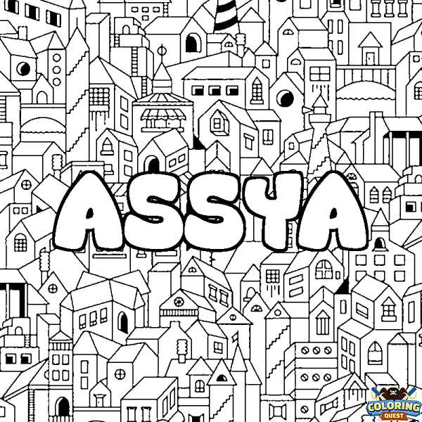 Coloring page first name ASSYA - City background