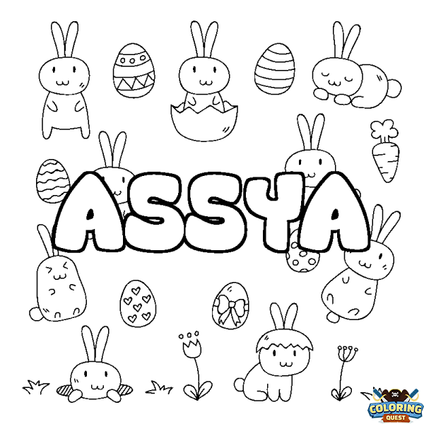 Coloring page first name ASSYA - Easter background