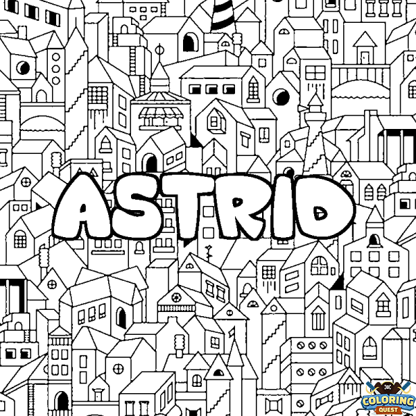 Coloring page first name ASTRID - City background