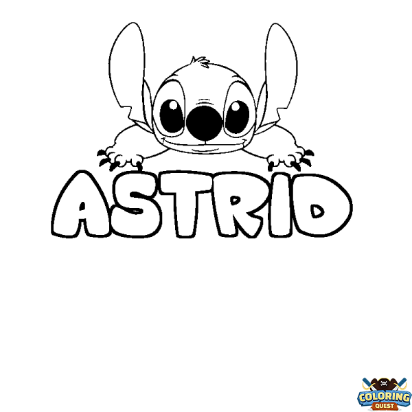 Coloring page first name ASTRID - Stitch background