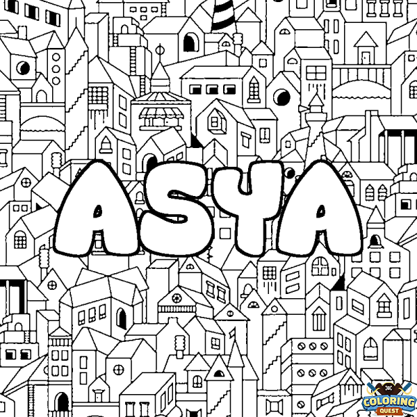 Coloring page first name ASYA - City background