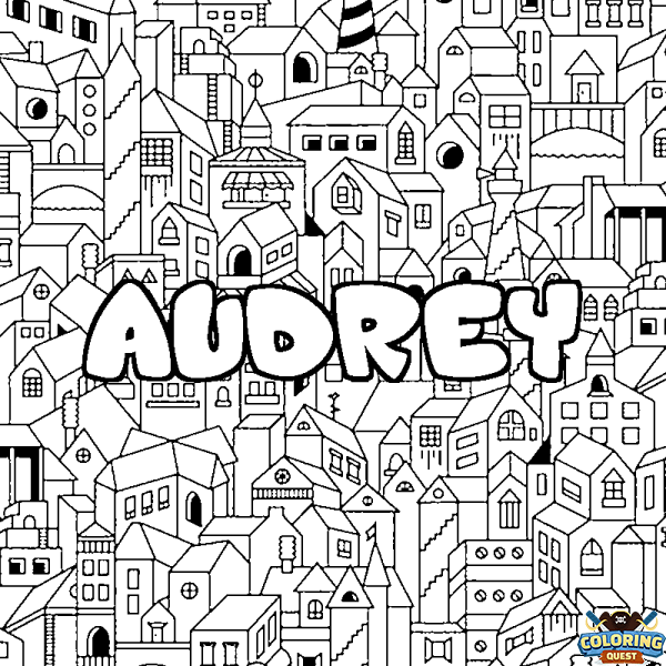 Coloring page first name AUDREY - City background