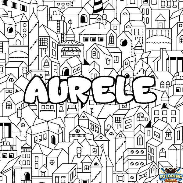 Coloring page first name AURELE - City background