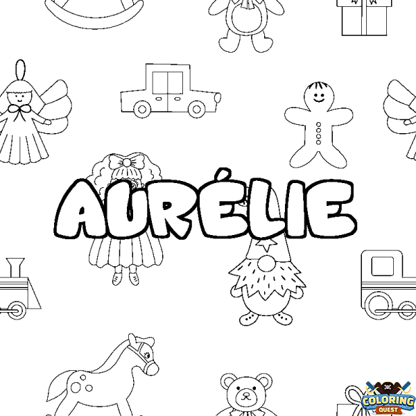 Coloring page first name AUR&Eacute;LIE - Toys background