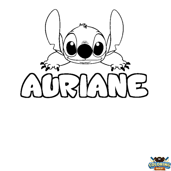 Coloring page first name AURIANE - Stitch background