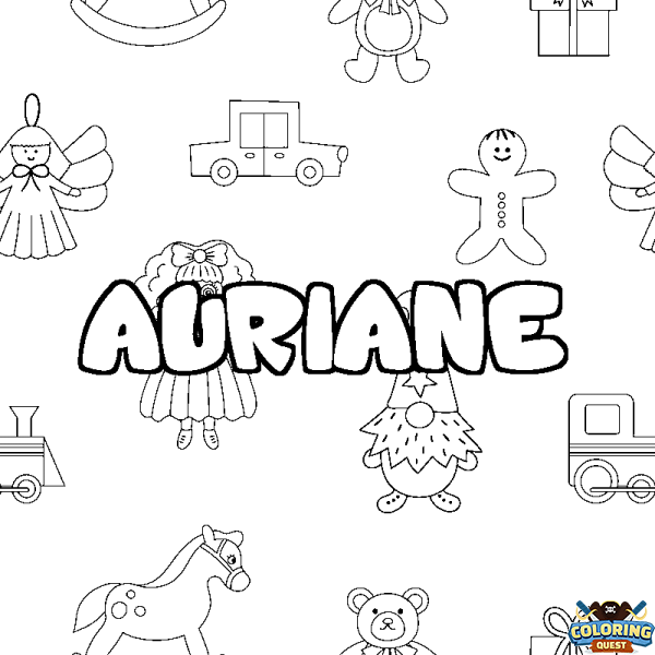 Coloring page first name AURIANE - Toys background