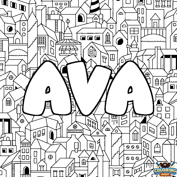 Coloring page first name AVA - City background