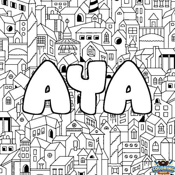 Coloring page first name AYA - City background