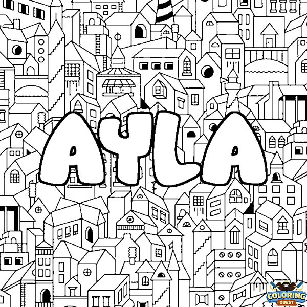 Coloring page first name AYLA - City background