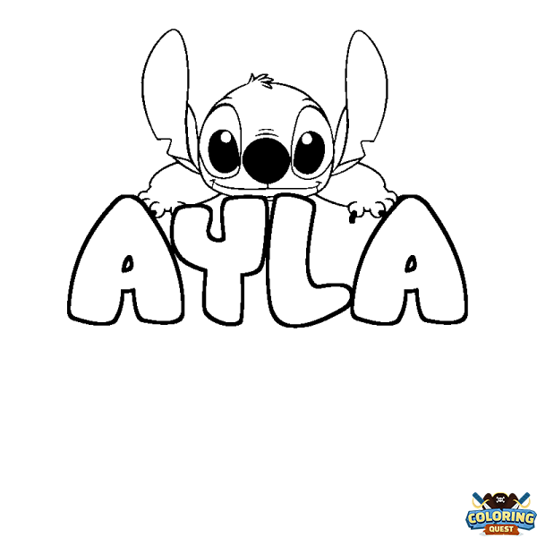 Coloring page first name AYLA - Stitch background
