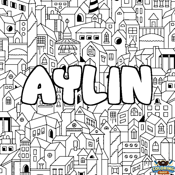 Coloring page first name AYLIN - City background