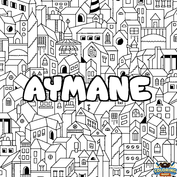 Coloring page first name AYMANE - City background