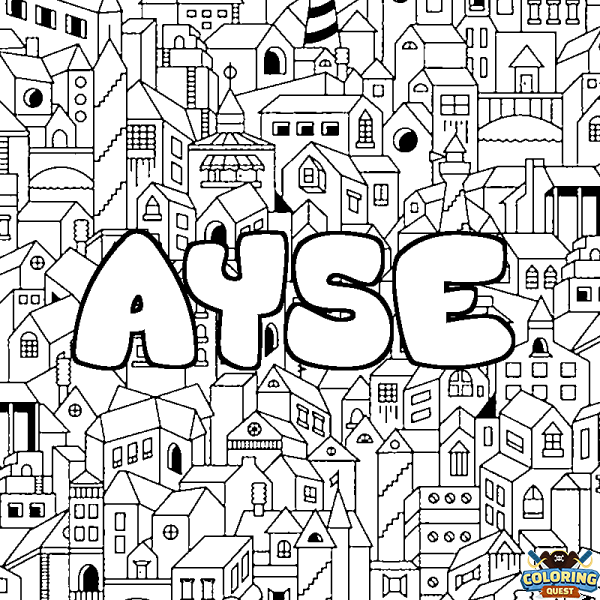 Coloring page first name AYSE - City background