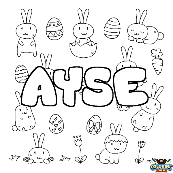 Coloring page first name AYSE - Easter background