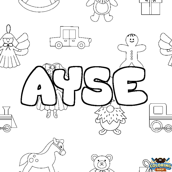 Coloring page first name AYSE - Toys background