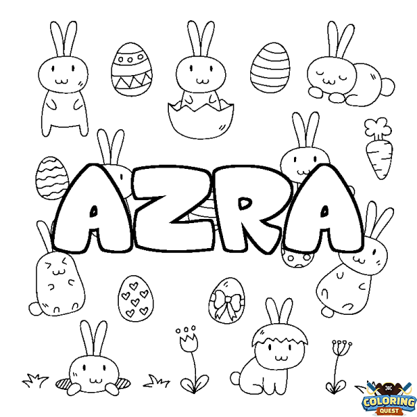 Coloring page first name AZRA - Easter background