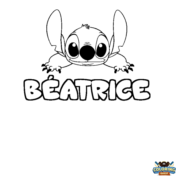 Coloring page first name B&Eacute;ATRICE - Stitch background