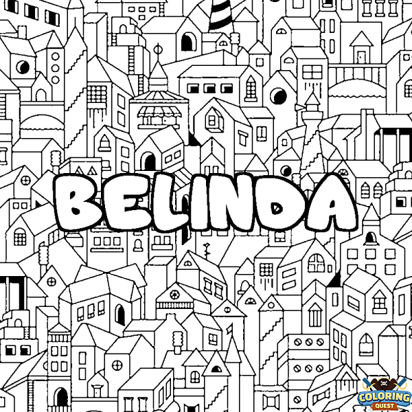 Coloring page first name BELINDA - City background