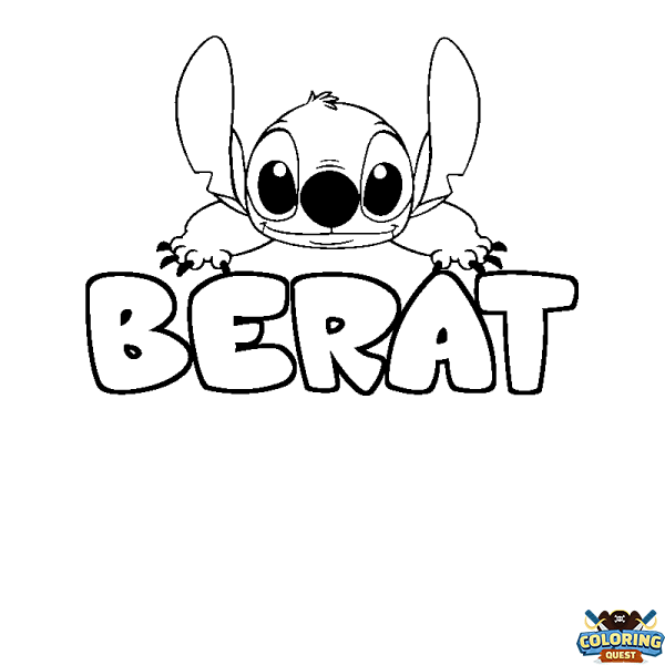 Coloring page first name BERAT - Stitch background