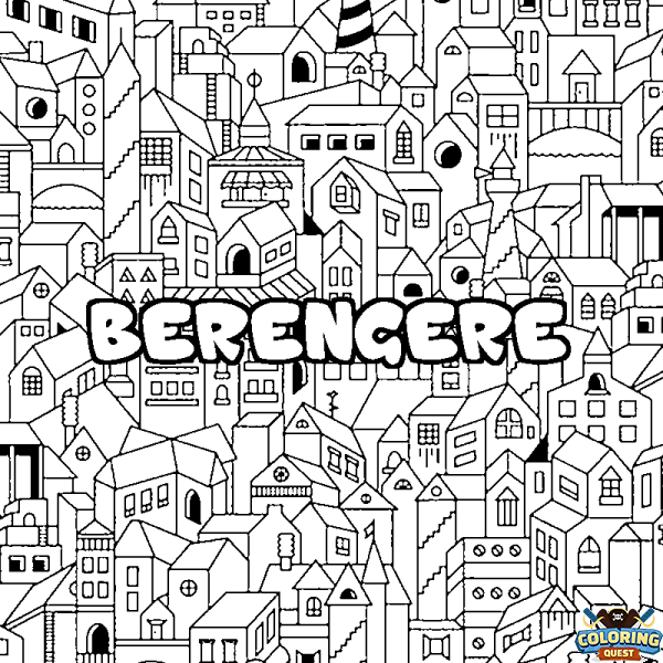 Coloring page first name BERENGERE - City background