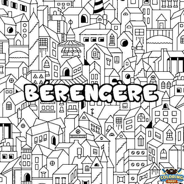 Coloring page first name B&Eacute;RENG&Egrave;RE - City background