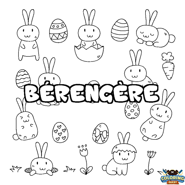 Coloring page first name B&Eacute;RENG&Egrave;RE - Easter background