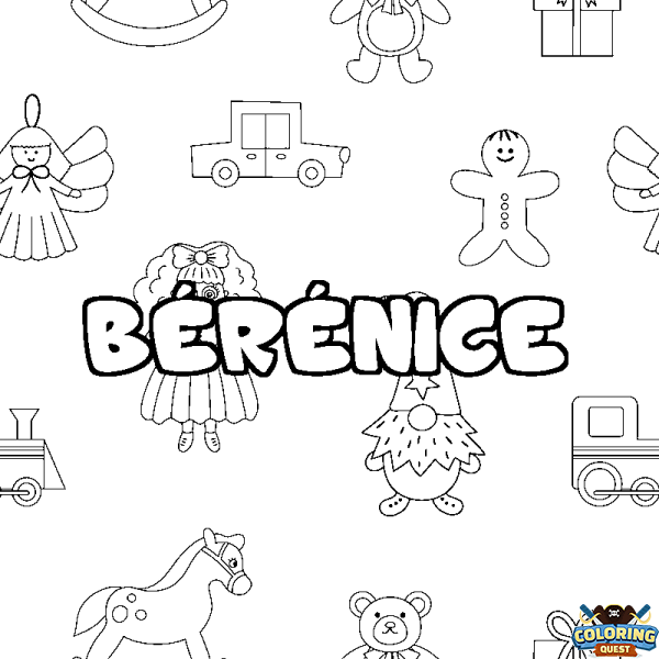 Coloring page first name B&Eacute;R&Eacute;NICE - Toys background