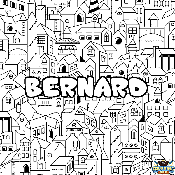 Coloring page first name BERNARD - City background