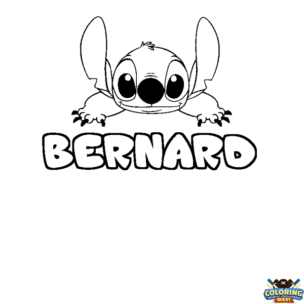 Coloring page first name BERNARD - Stitch background