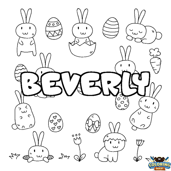 Coloring page first name BEVERLY - Easter background