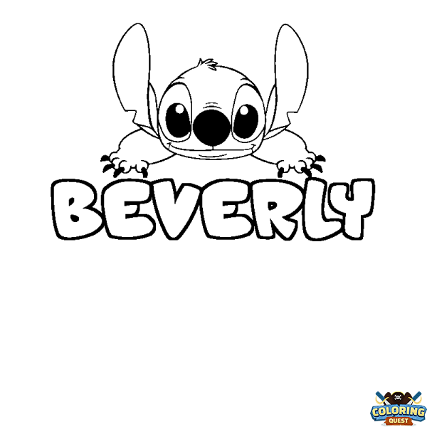 Coloring page first name BEVERLY - Stitch background