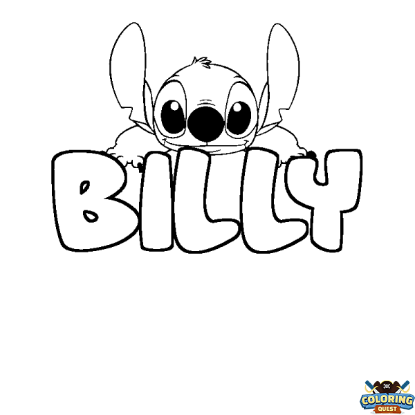 Coloring page first name BILLY - Stitch background