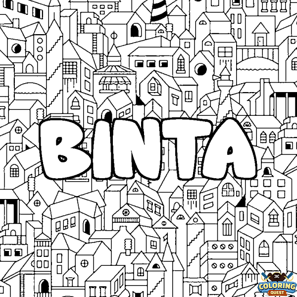 Coloring page first name BINTA - City background