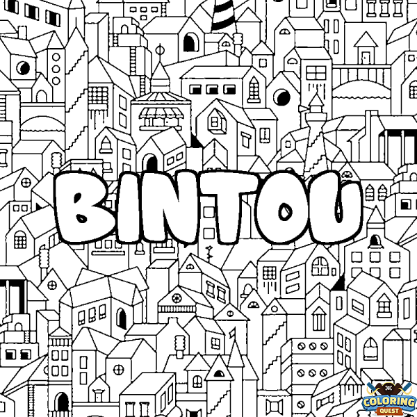 Coloring page first name BINTOU - City background