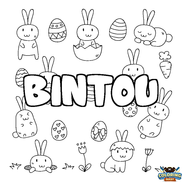 Coloring page first name BINTOU - Easter background