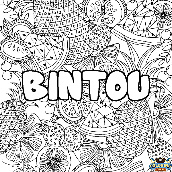 Coloring page first name BINTOU - Fruits mandala background