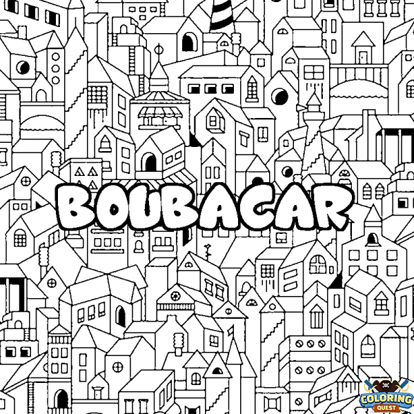 Coloring page first name BOUBACAR - City background