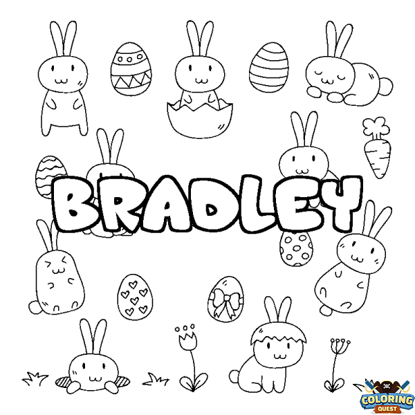 Coloring page first name BRADLEY - Easter background