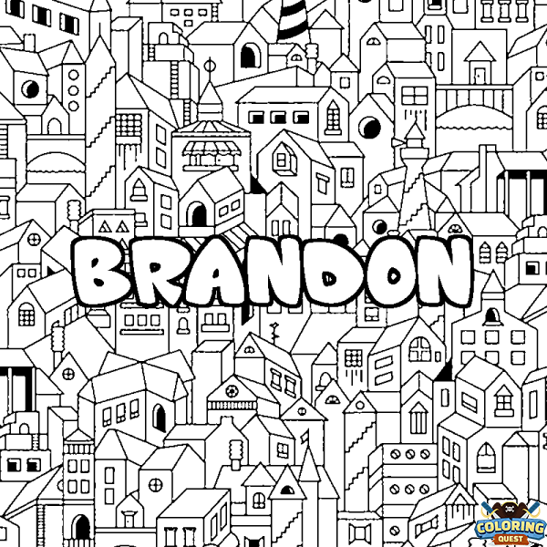 Coloring page first name BRANDON - City background