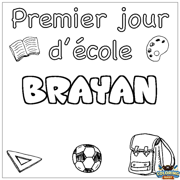 Coloring page first name BRAYAN - School First day background