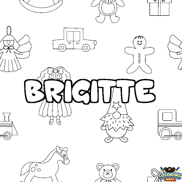 Coloring page first name BRIGITTE - Toys background