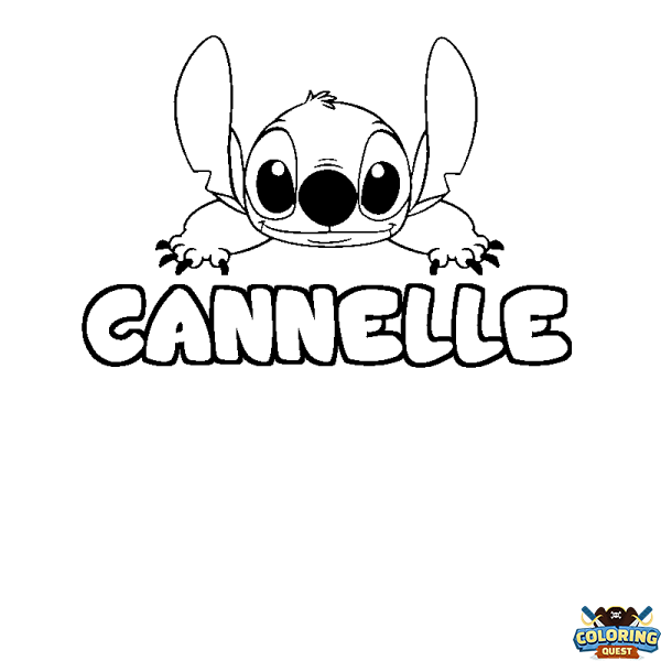 Coloring page first name CANNELLE - Stitch background