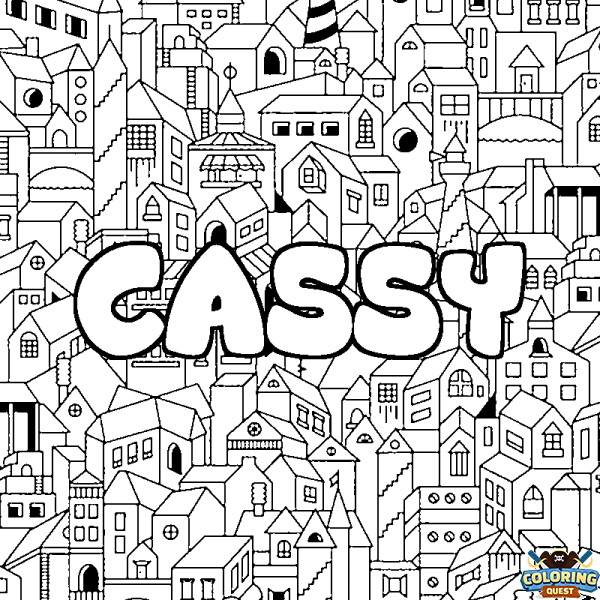 Coloring page first name CASSY - City background