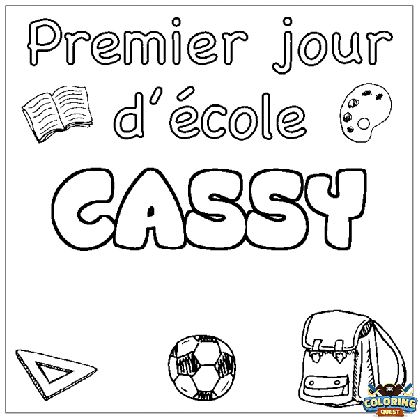 Coloring page first name CASSY - School First day background