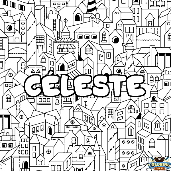 Coloring page first name C&Eacute;LESTE - City background