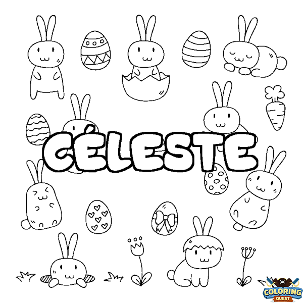 Coloring page first name C&Eacute;LESTE - Easter background