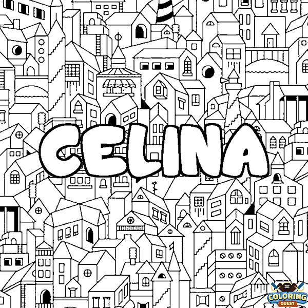 Coloring page first name CELINA - City background