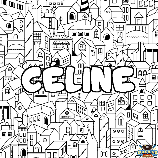 Coloring page first name C&Eacute;LINE - City background