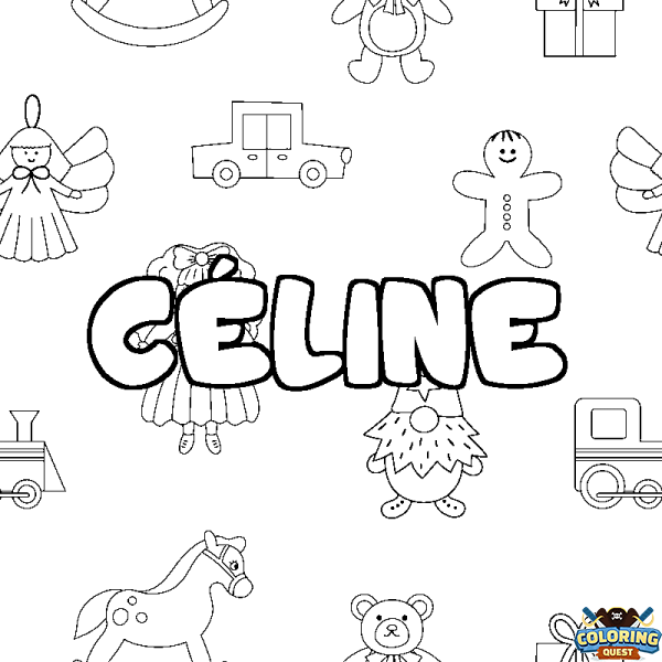 Coloring page first name C&Eacute;LINE - Toys background